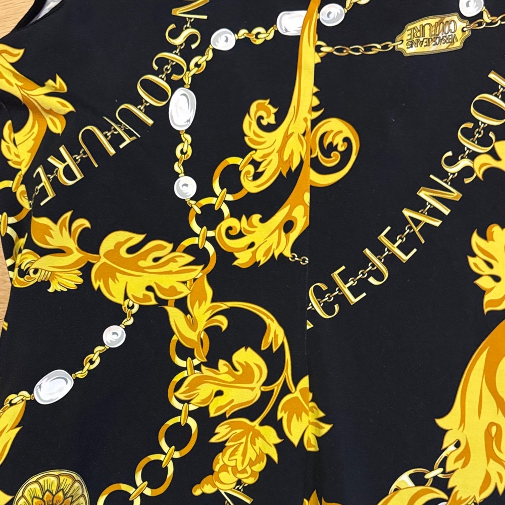 Versace Jeans Collection Black and Gold Baroque Slip Maxi Dress - Picture 4 of 4